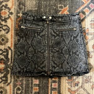Snake print denim skirt